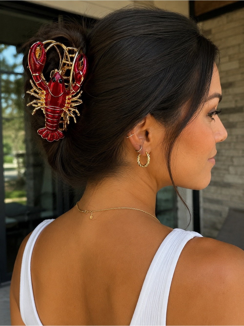 🦞 Piper K Red & Gold Lobster Hair Claw Clip NIP